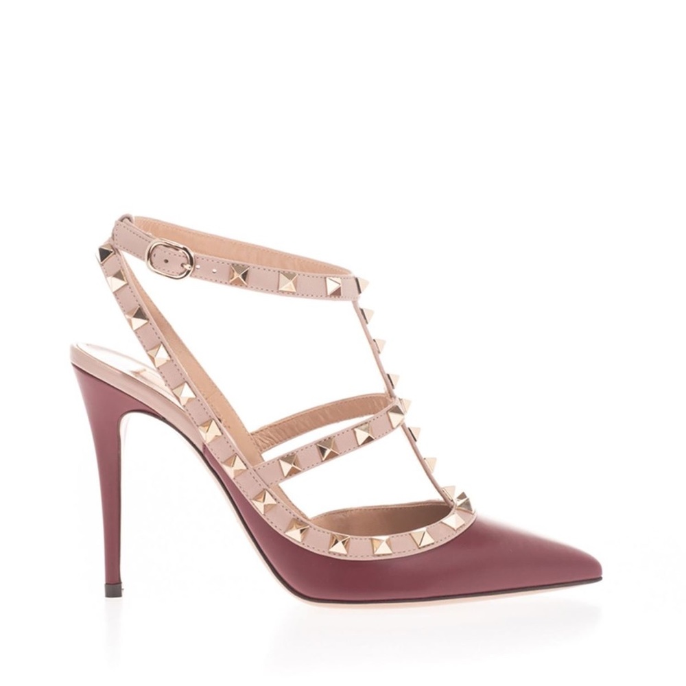 Valentino Rockstud Burgundy Heels